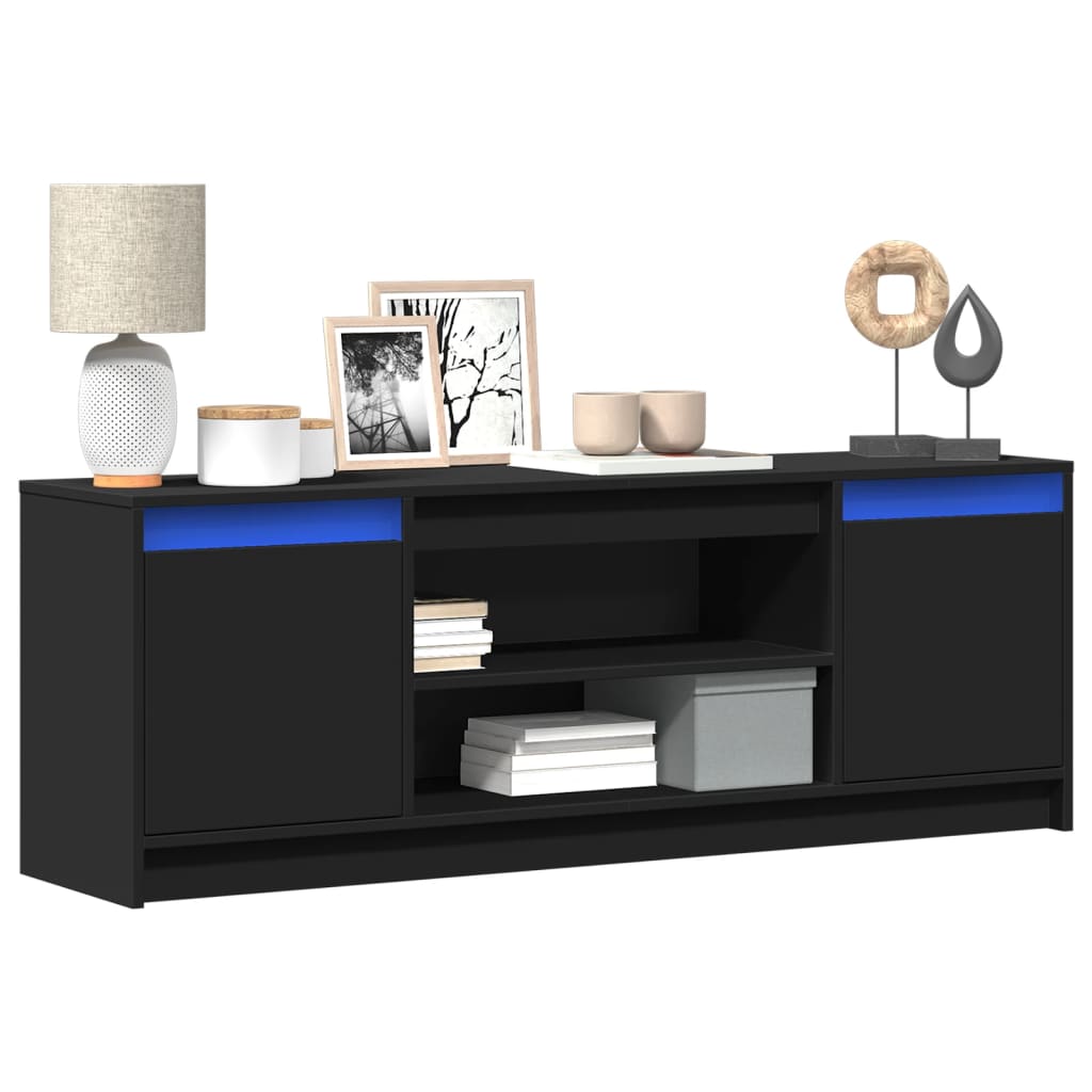 vidaXL Meuble TV avec LED noir 139,5x34x50 cm bois d'ingénierie