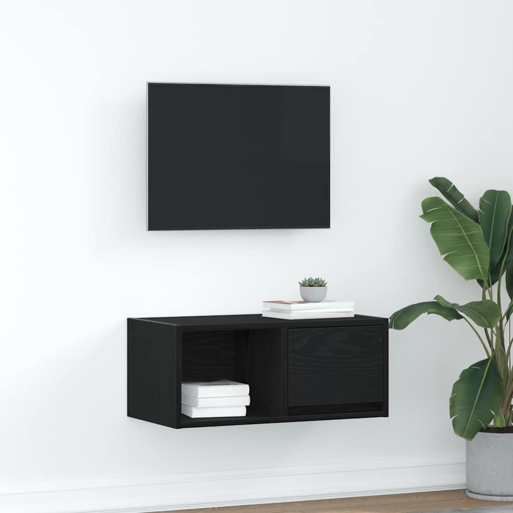 vidaXL Meuble TV chêne noir 60x31x25,5 cm bois d'ingénierie