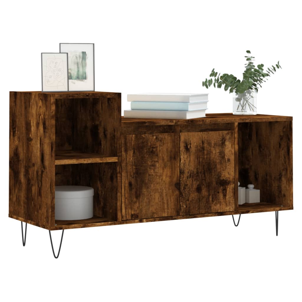 vidaXL Meuble TV Chêne fumé 100x35x55 cm Bois d'ingénierie - Image 3