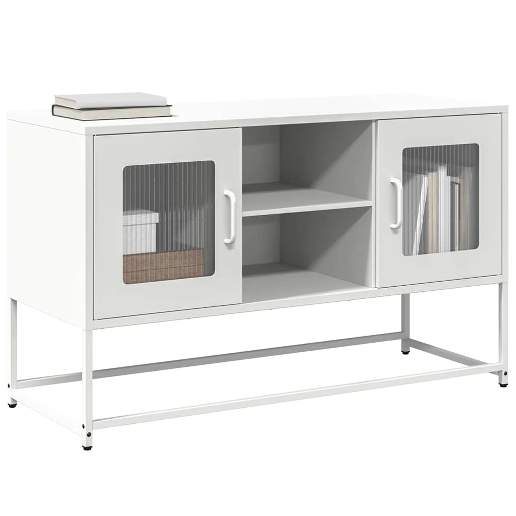 vidaXL Meuble TV blanc 100,5x39x60,5 cm acier