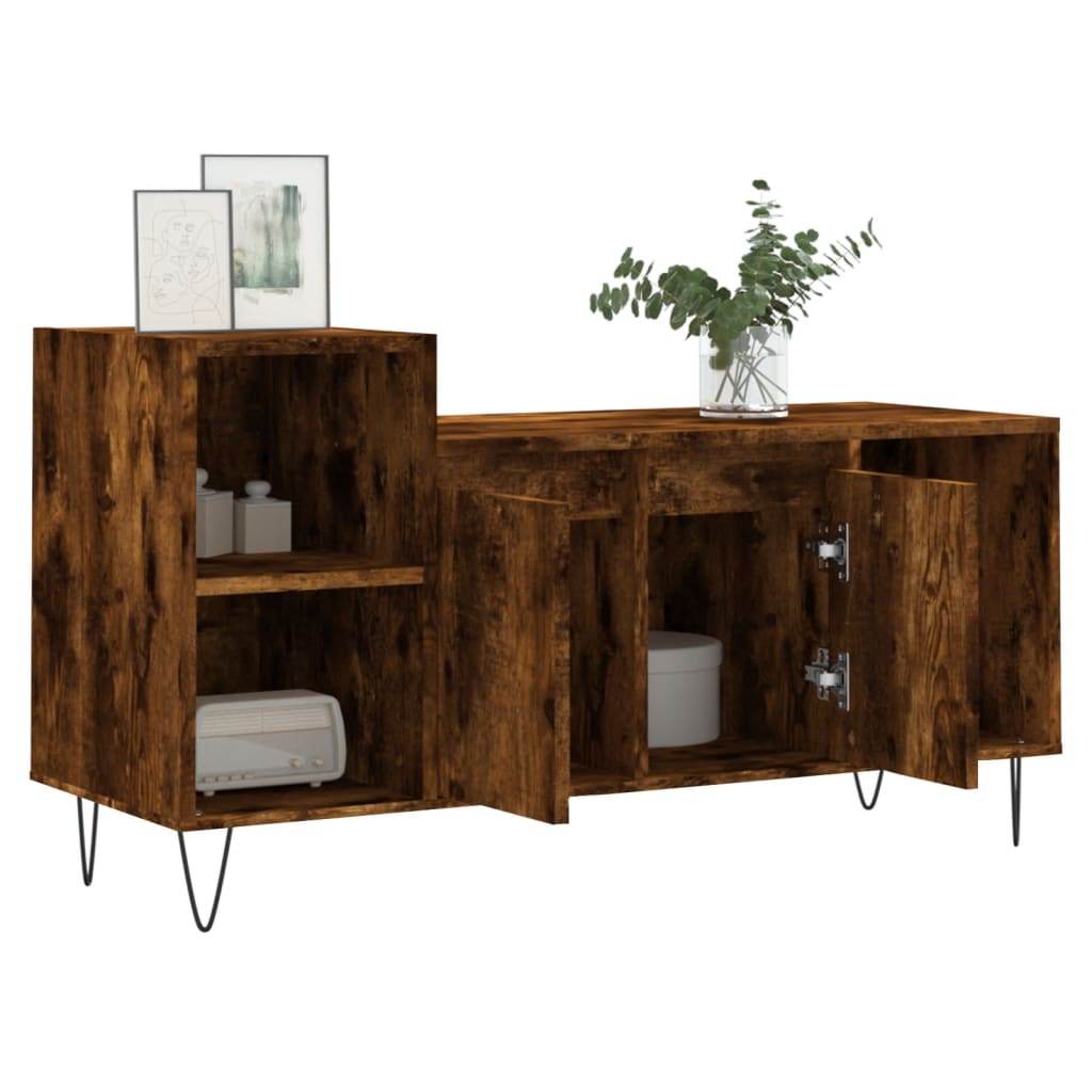 vidaXL Meuble TV Chêne fumé 100x35x55 cm Bois d'ingénierie - Image 4
