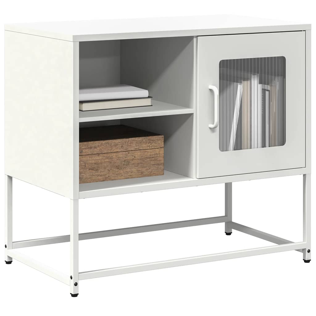vidaXL Meuble TV blanc 68x39x60,5 cm acier