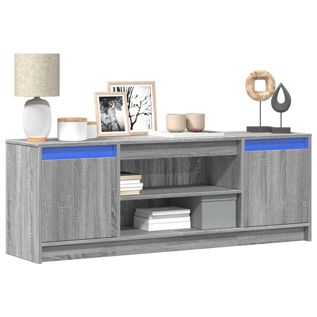 vidaXL Meuble TV avec LED sonoma gris 139,5x34x50 cm bois d'ingénierie