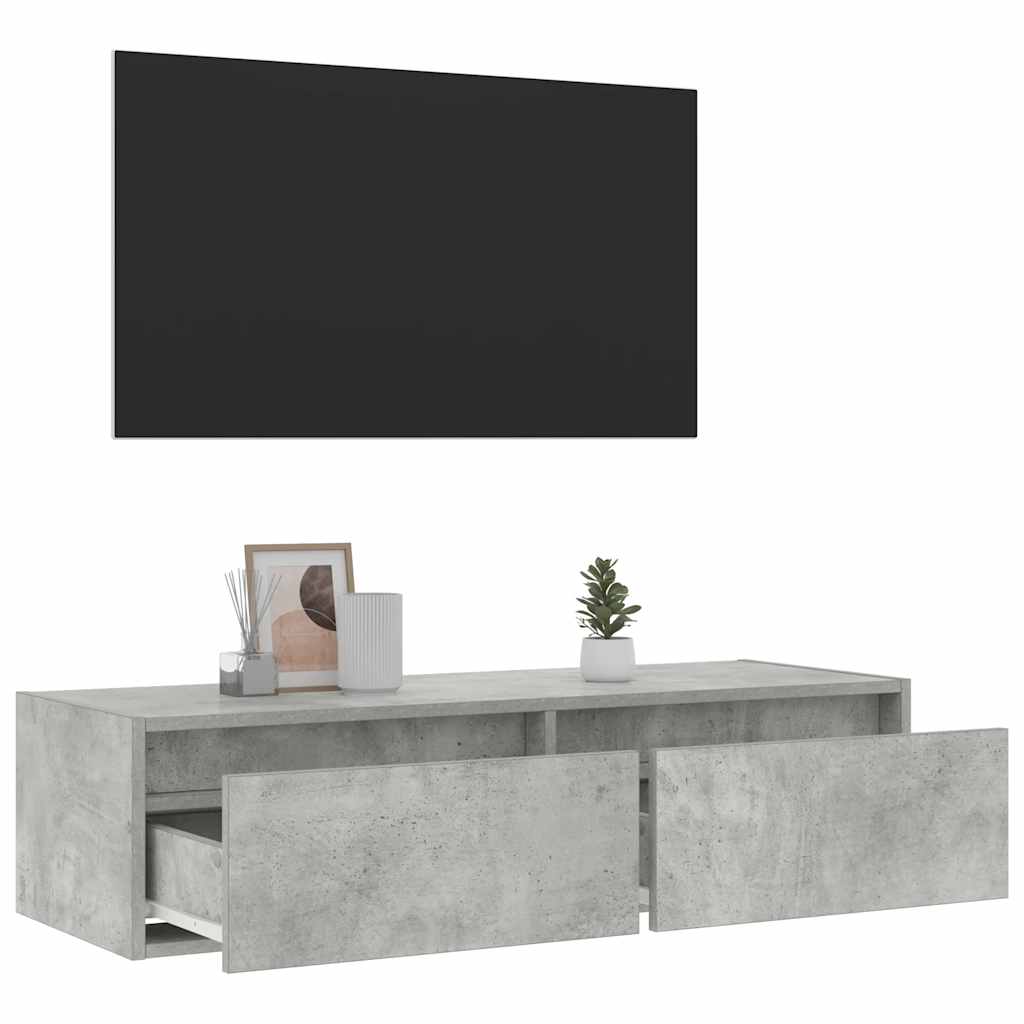 vidaXL Meuble TV avec lumières LED gris béton 100X35,5x25 cm - Image 5