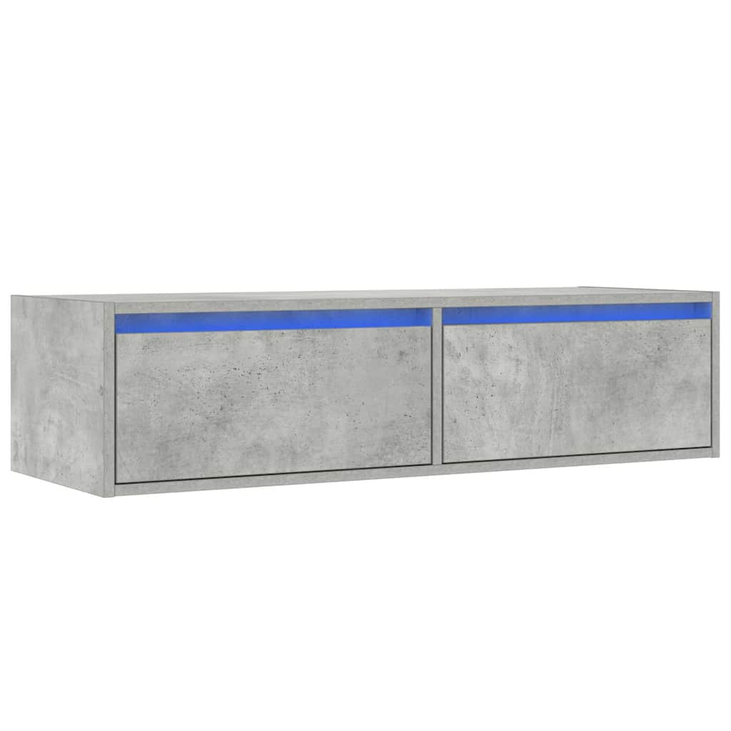 vidaXL Meuble TV avec lumières LED gris béton 100X35,5x25 cm - Image 3
