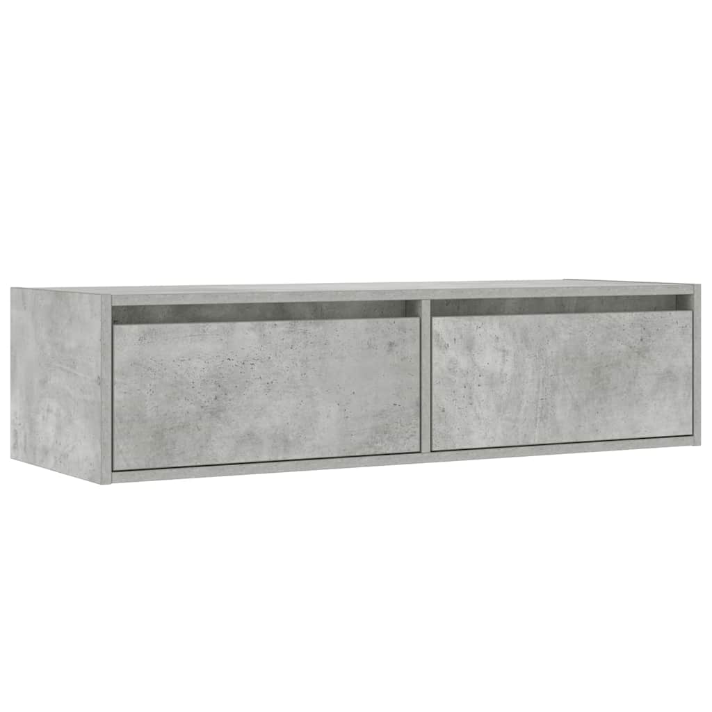 vidaXL Meuble TV avec lumières LED gris béton 100X35,5x25 cm - Image 6