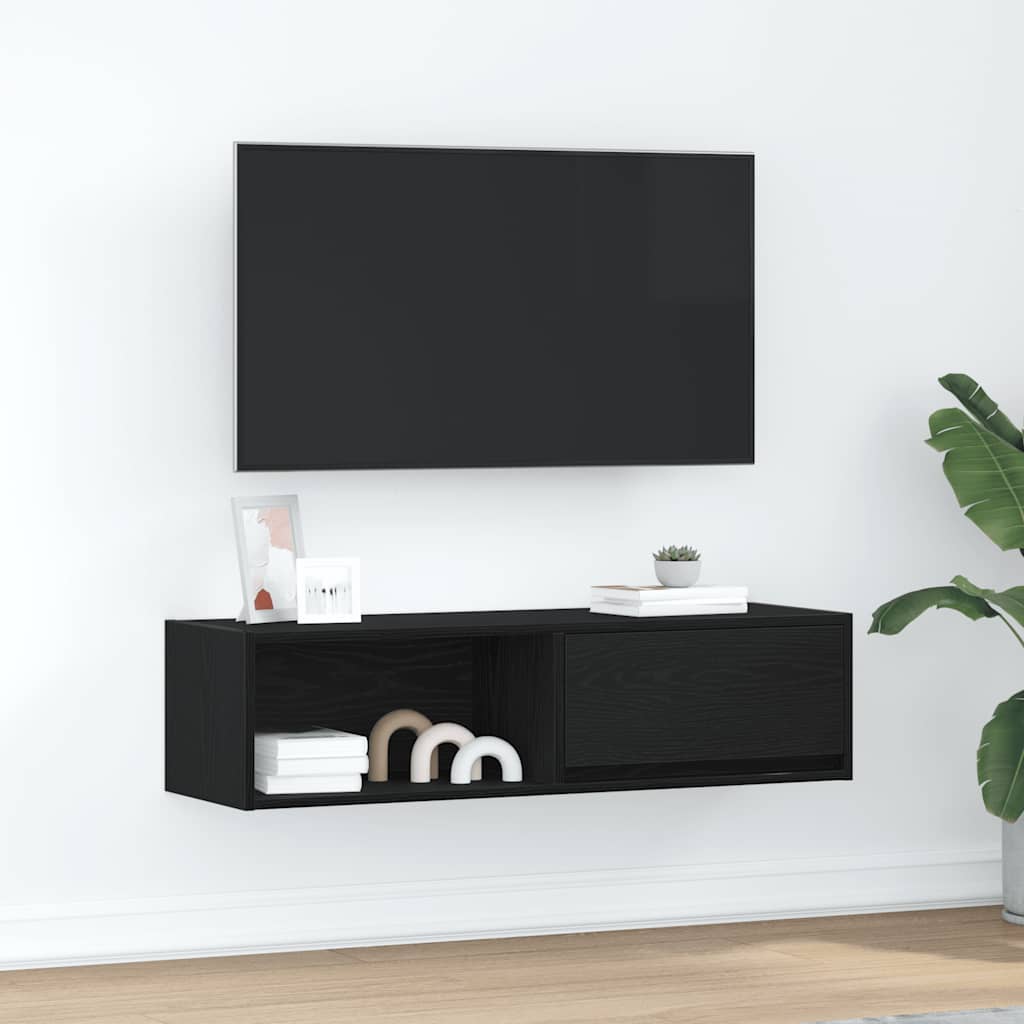 vidaXL Meuble TV chêne noir 100x31x25,5 cm bois d'ingénierie