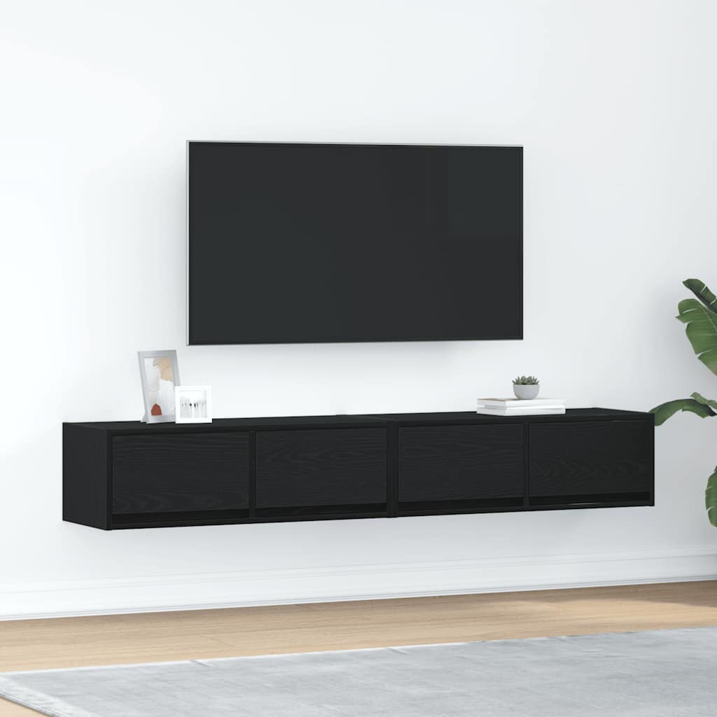 vidaXL Meuble TV 2 pcs chêne noir 80x31x25,5 cm bois d'ingénierie