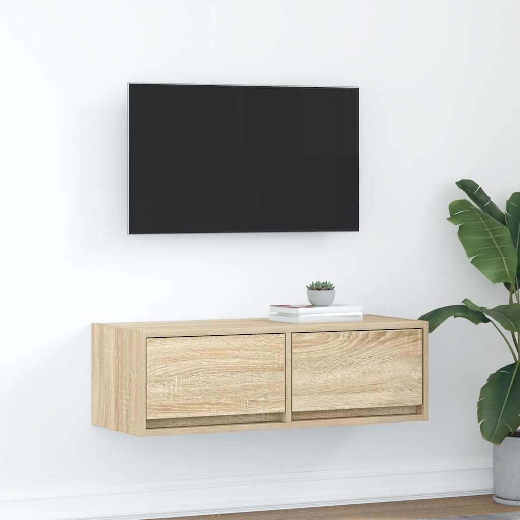 vidaXL Meuble TV chêne sonoma 80x31x25,5 cm bois d'ingénierie