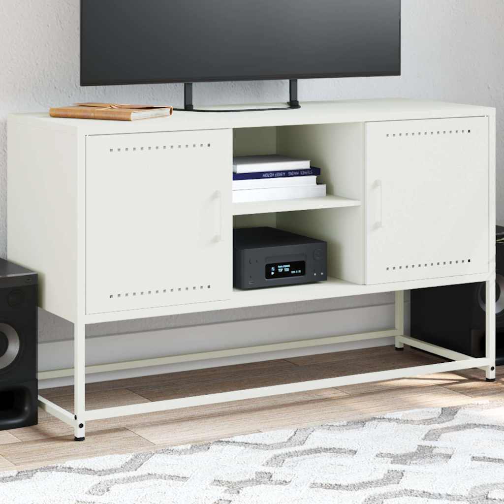 vidaXL Meuble TV blanc 100,5x39x60,5 cm acier