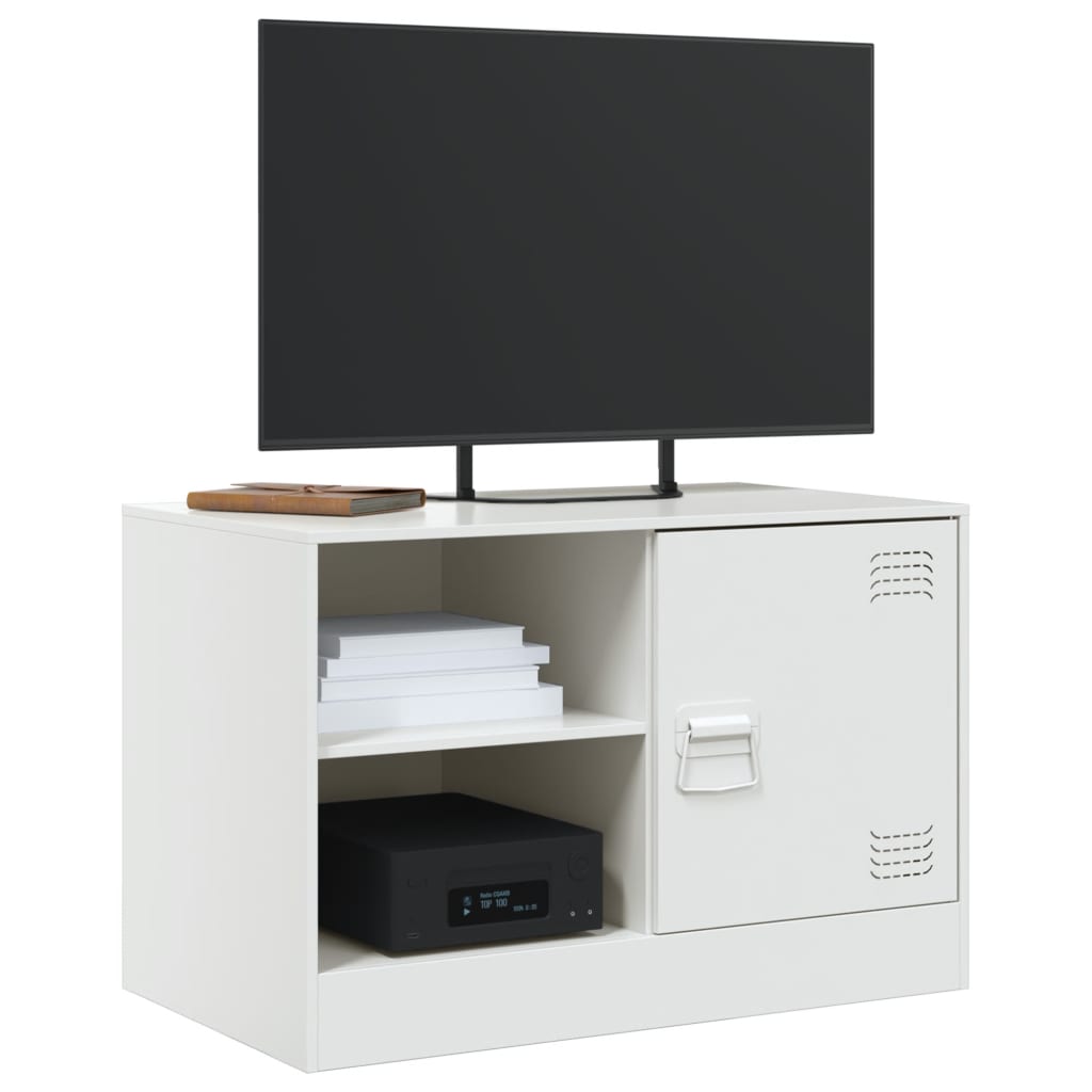 vidaXL Meuble TV blanc 67x39x44 cm acier - Image 4