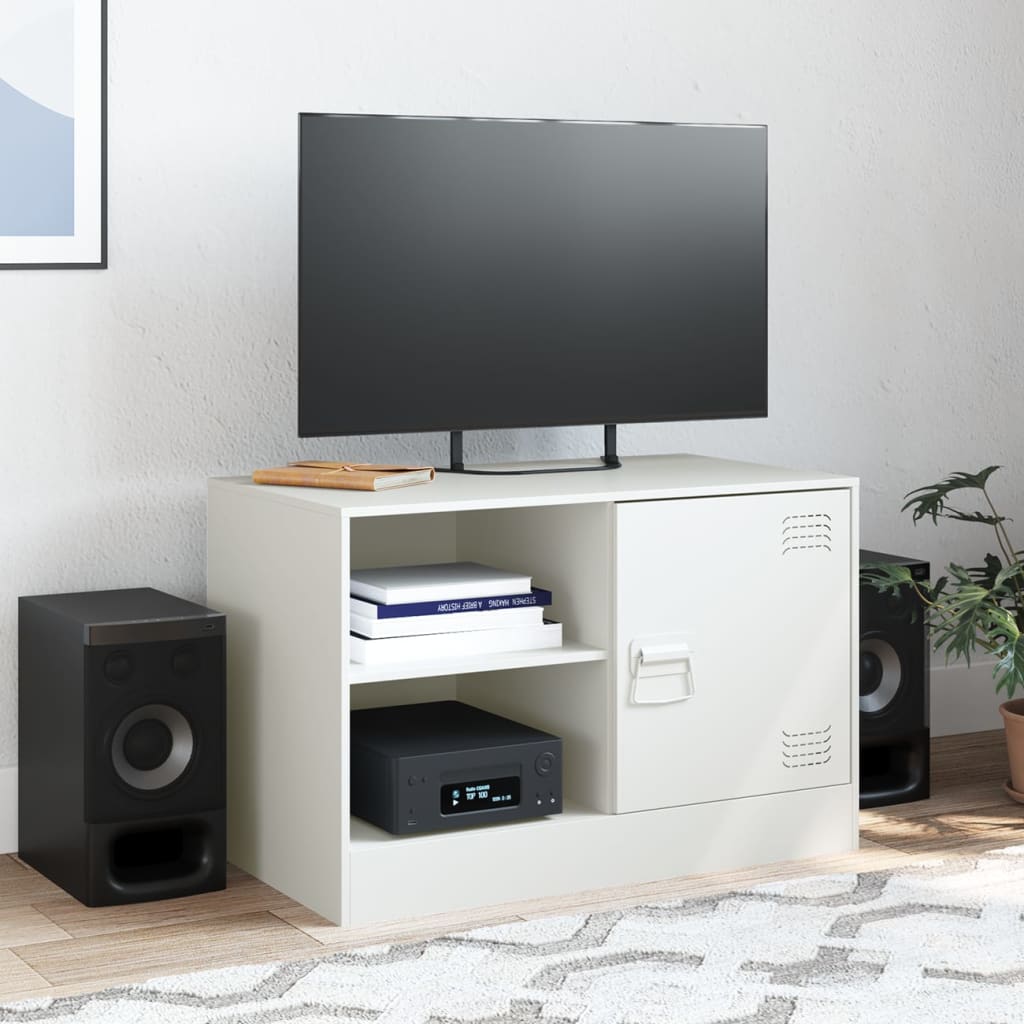 vidaXL Meuble TV blanc 67x39x44 cm acier - Image 3