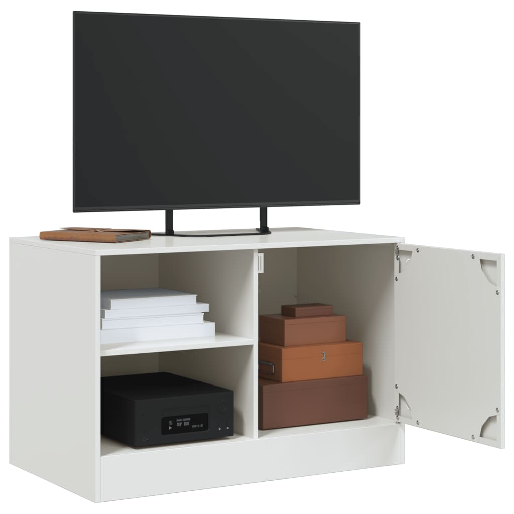 vidaXL Meuble TV blanc 67x39x44 cm acier - Image 5