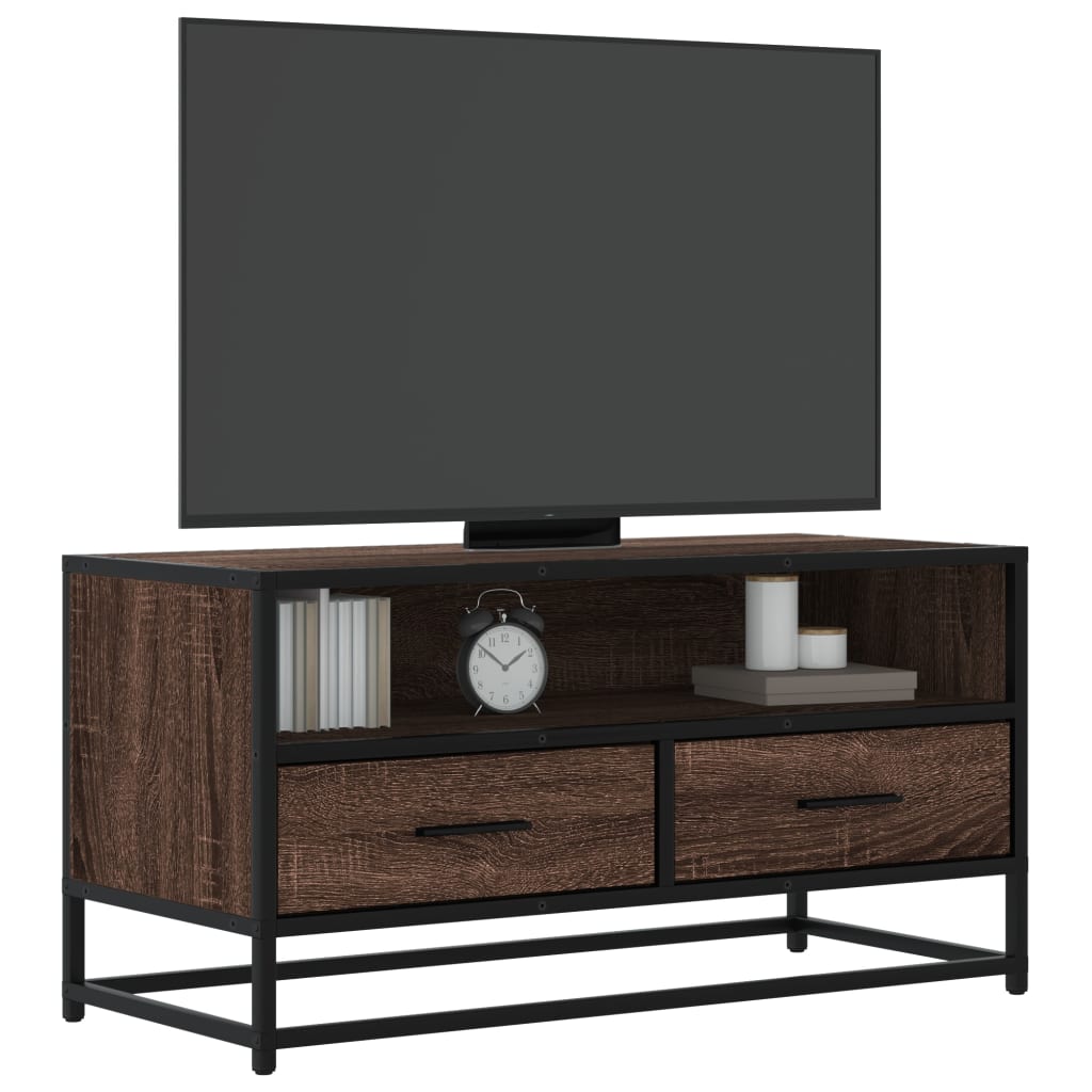 vidaXL Meuble TV chêne marron 80x34,5x40 cm bois d'ingénierie et métal
