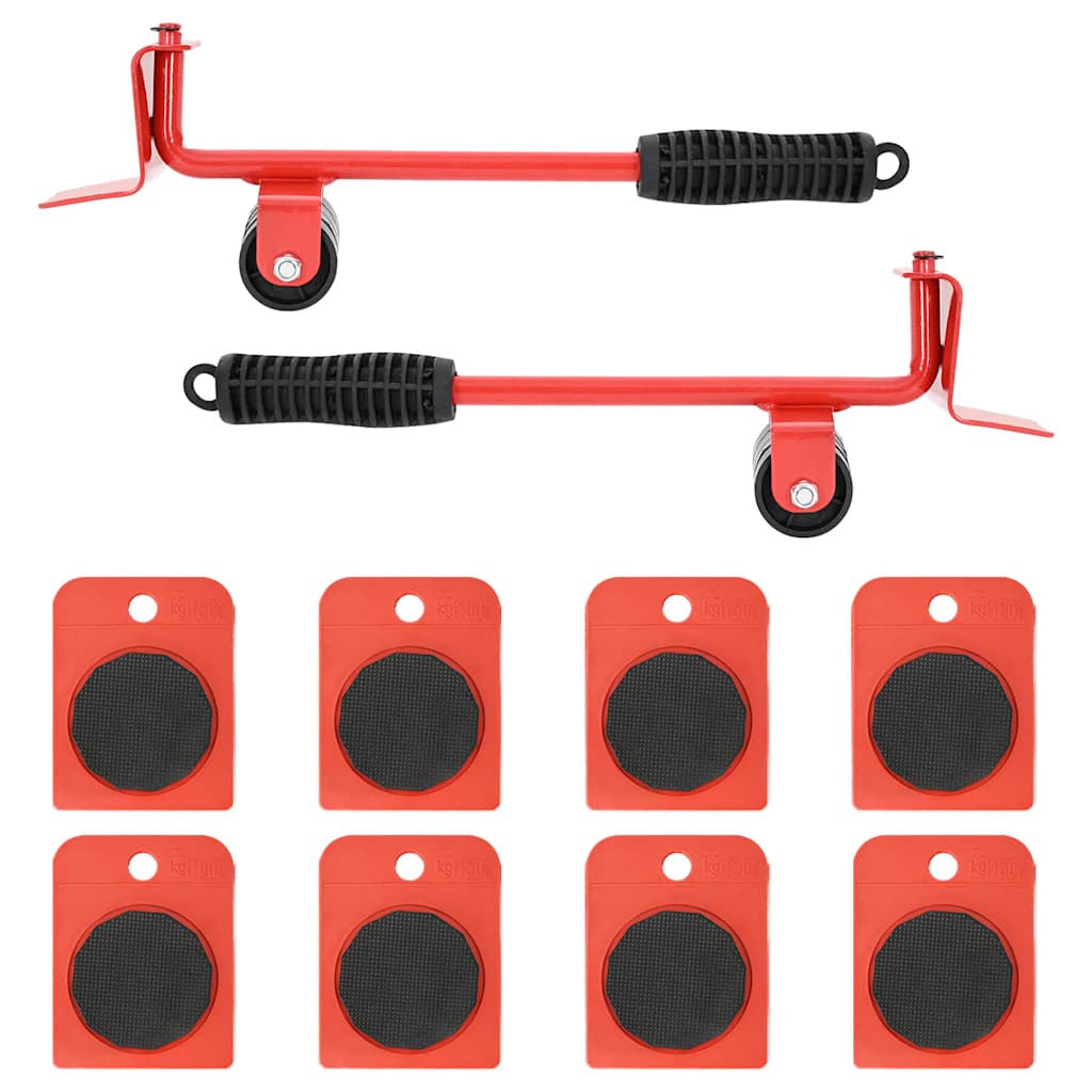 vidaXL Roulettes pour meubles 8 pièces avec élévateurs Rouge 9,8 x 7,5 x 3 cm 150 kg