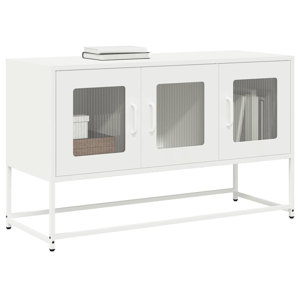 vidaXL Meuble TV blanc 100,5x39x60,5 cm acier laminé à froid
