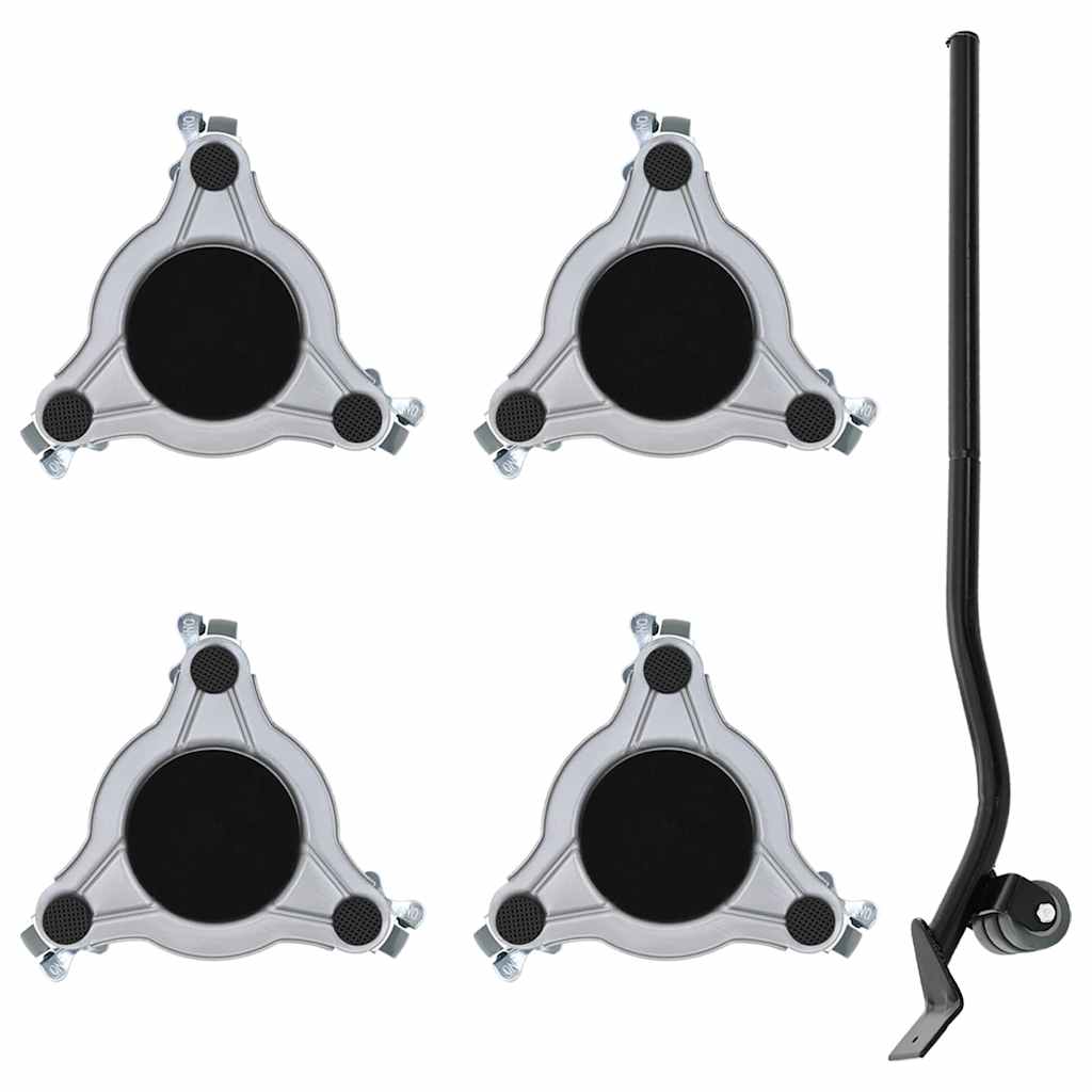 vidaXL Roulettes pour meubles 4 pièces avec élévateur 19 x 17,5 x 6 cm Acier 1 000 kg