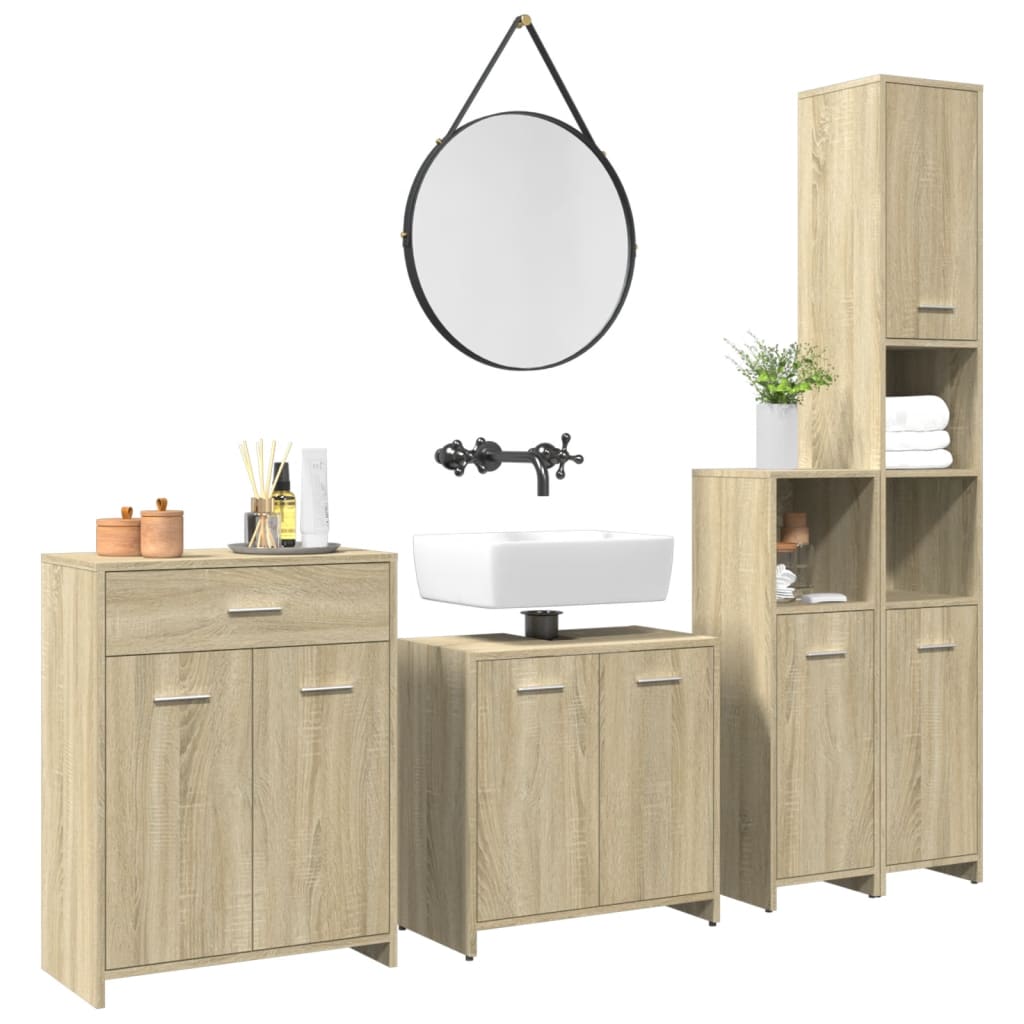 vidaXL Ensemble de meubles de salle de bain 4 pcs chêne sonoma