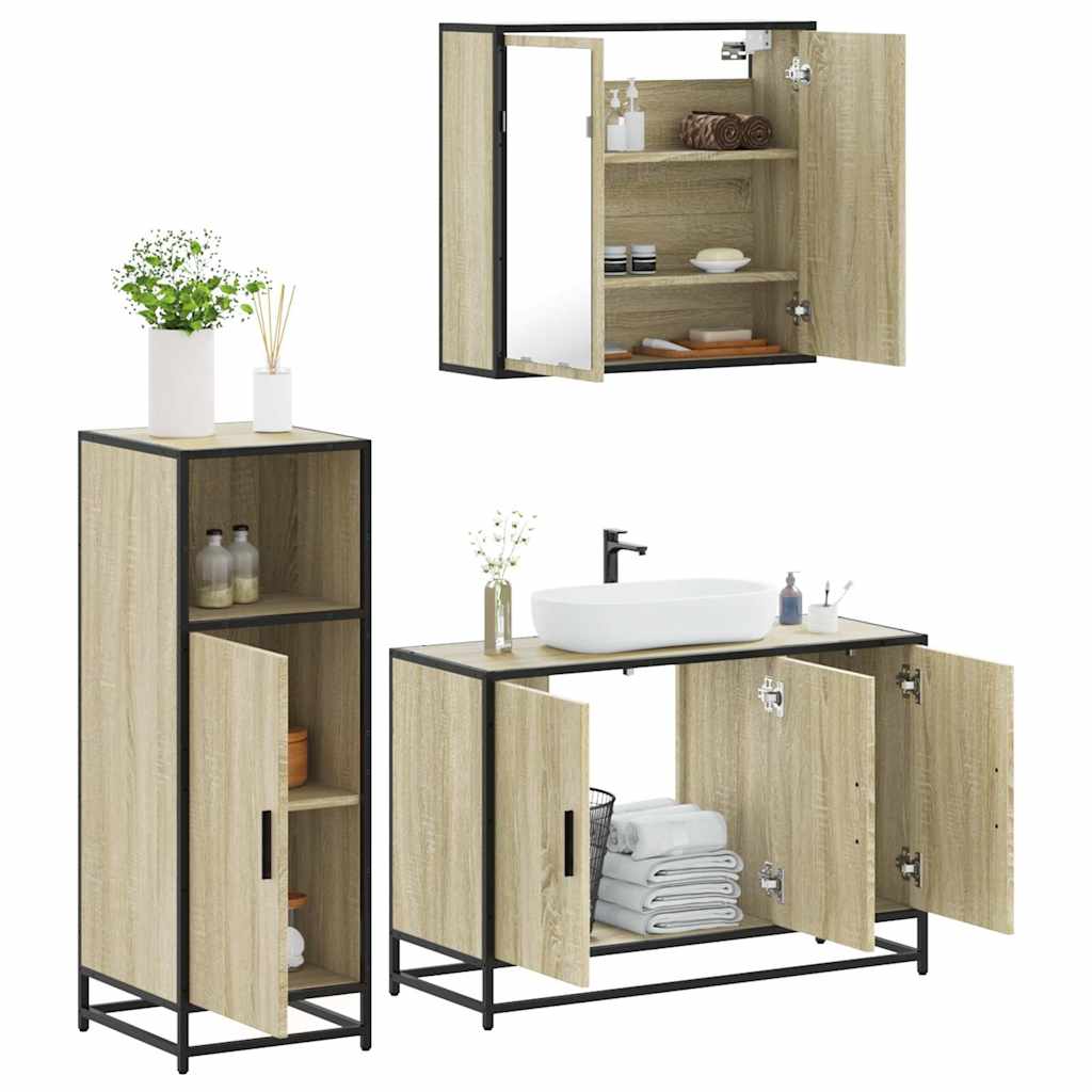 vidaXL Ensemble de meubles de salle de bain 3 pcs chêne sonoma