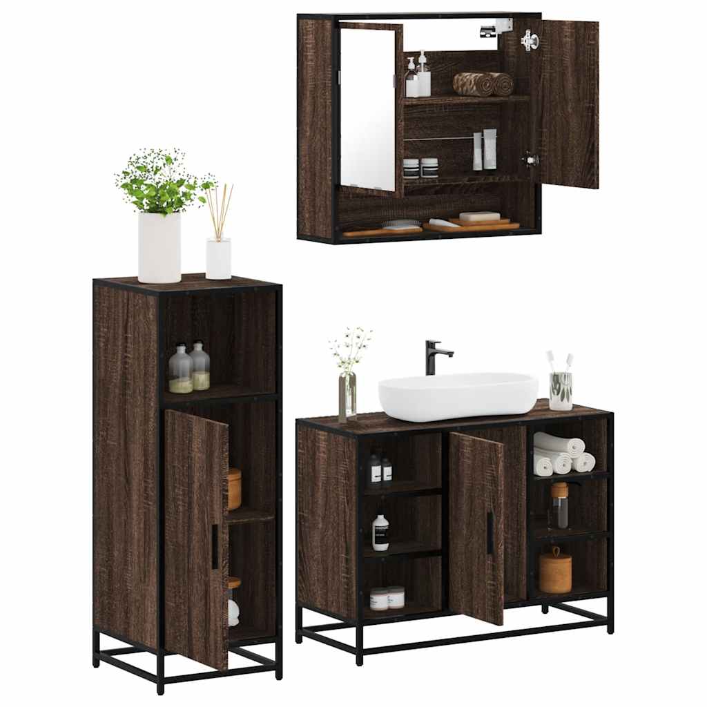 vidaXL Ensemble de meubles de salle de bain 3 pcs Chêne marron