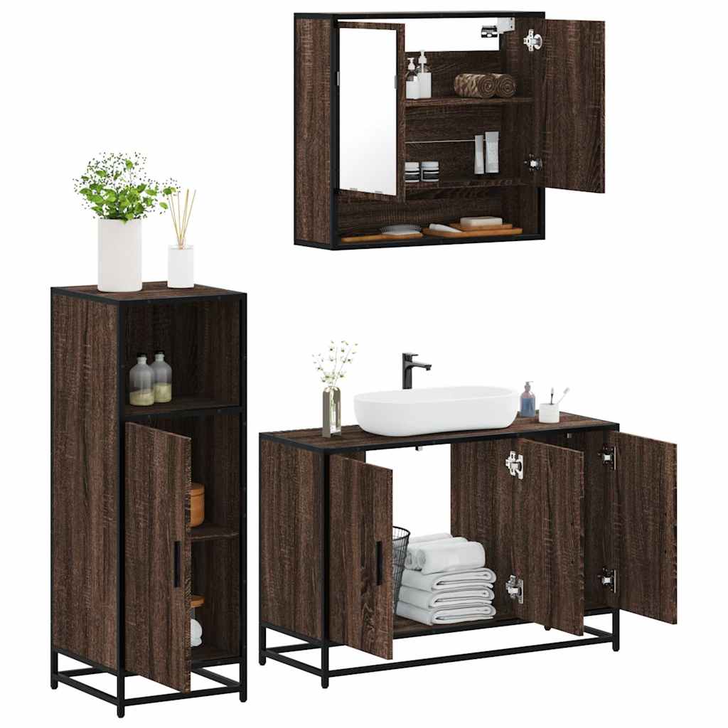 vidaXL Ensemble de meubles de salle de bain 3 pcs Chêne marron
