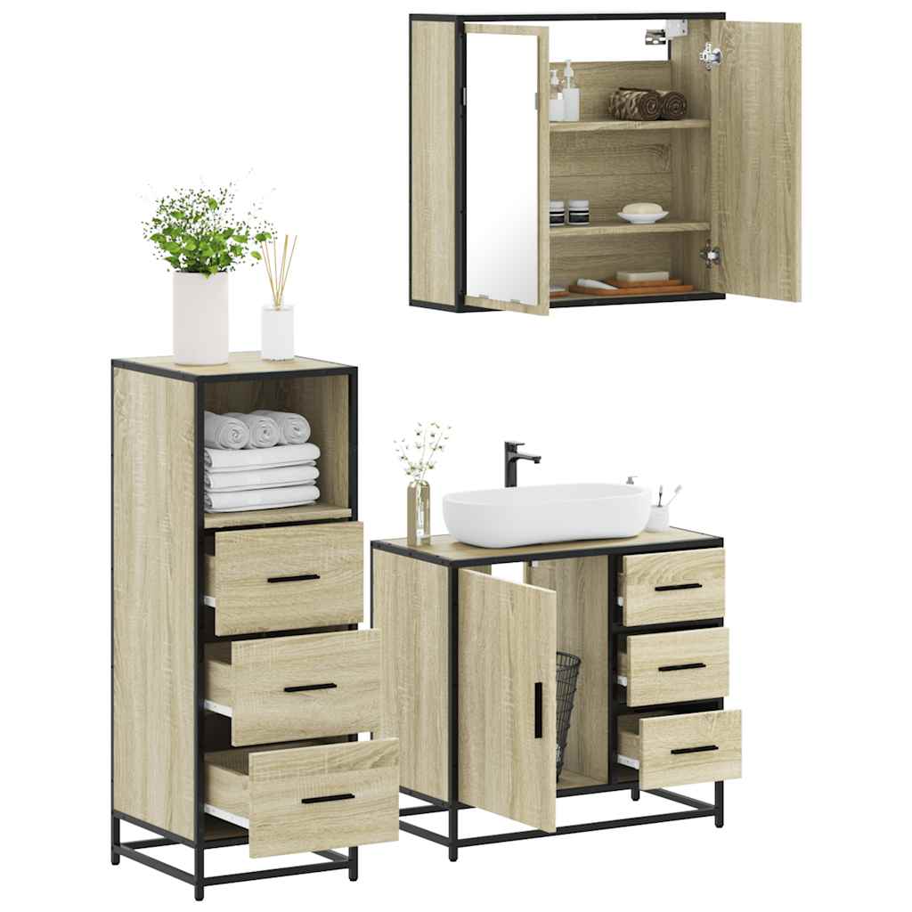vidaXL Ensemble de meubles de salle de bain 3 pcs chêne sonoma