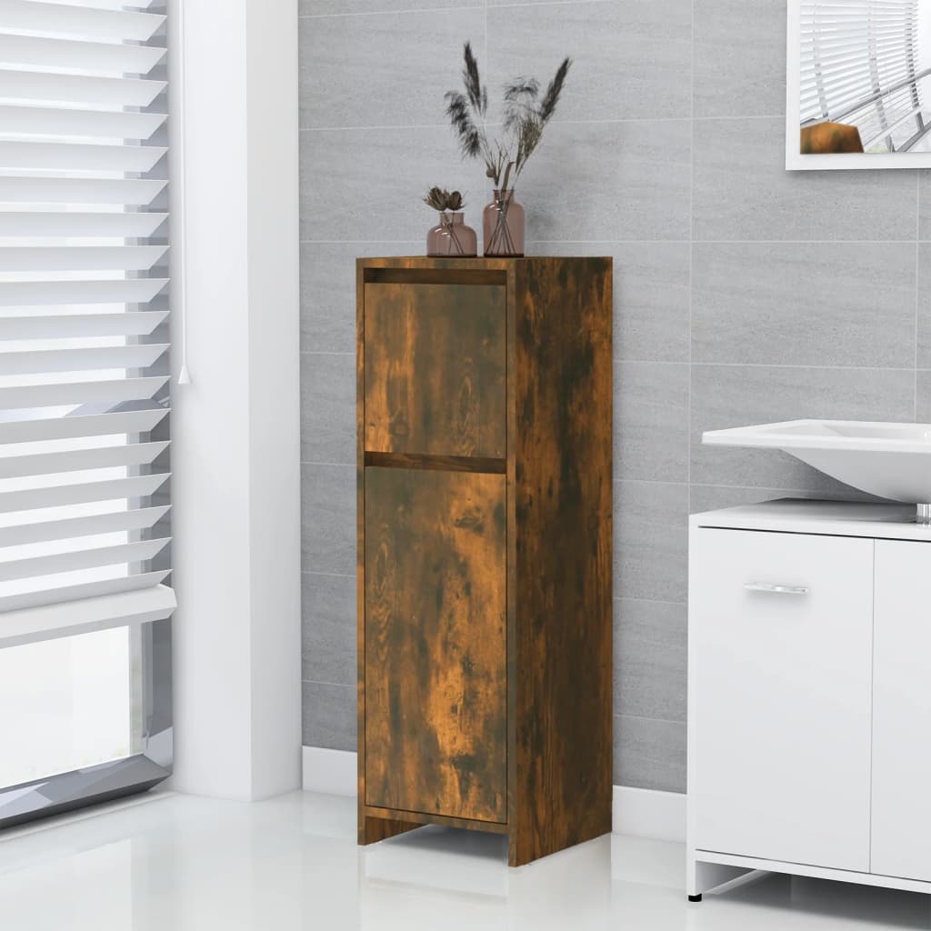 vidaXL Armoire de bain Chêne fumé 30x30x95 cm Bois d'ingénierie
