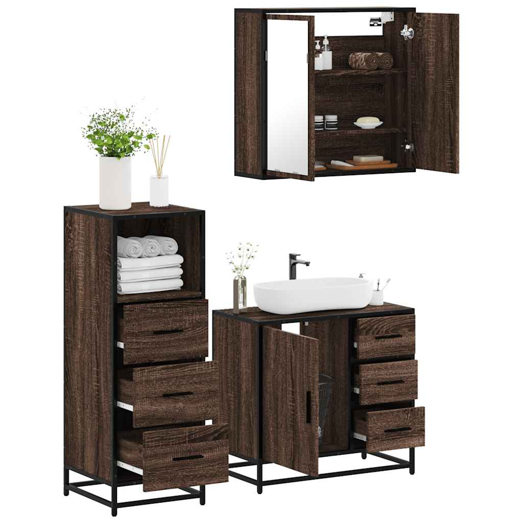 vidaXL Ensemble de meubles de salle de bain 3 pcs Chêne marron