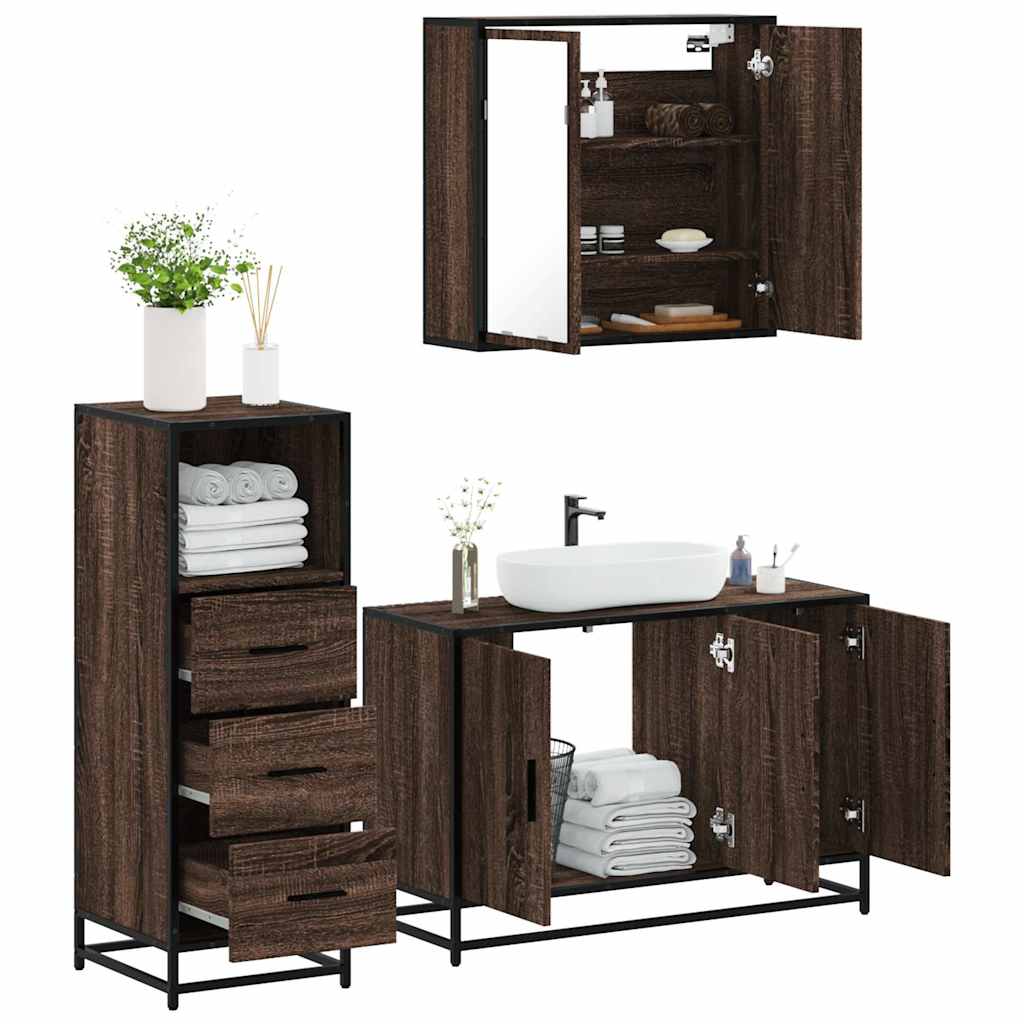 vidaXL Ensemble de meubles de salle de bain 3 pcs Chêne marron