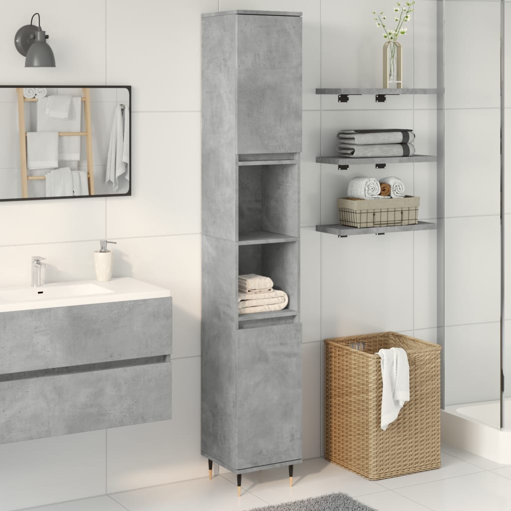 vidaXL Armoire de salle de bain gris béton 30x30x190 cm