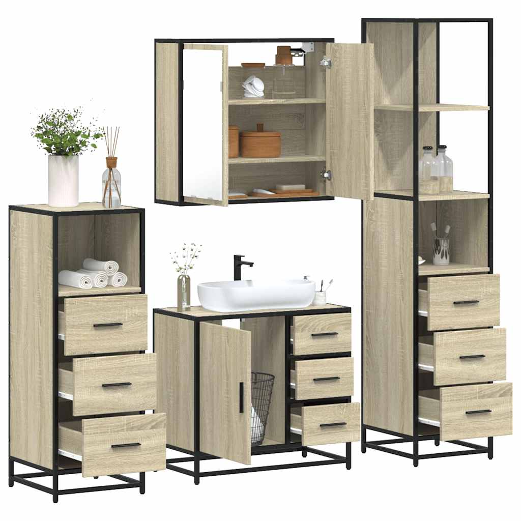 vidaXL Ensemble de meubles de salle de bain 4 pcs chêne sonoma