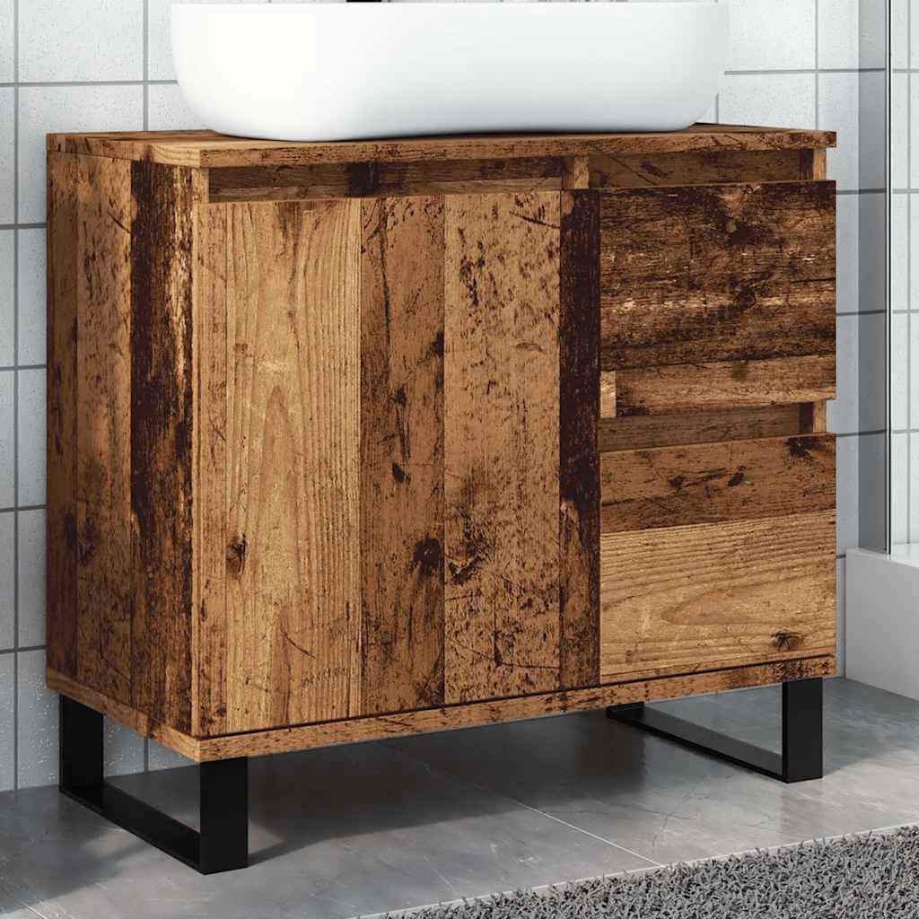 vidaXL Armoire de lavabo de salle de bain vieux bois 65x33x60 cm