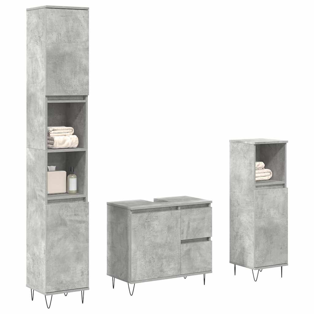 vidaXL Ensemble de meubles de salle de bain 3 pcs gris béton