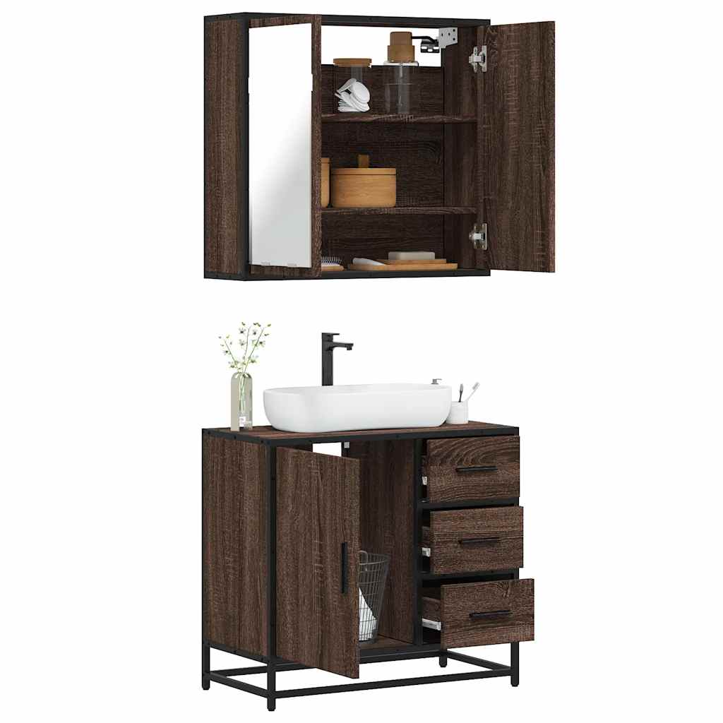 vidaXL Ensemble de meubles de salle de bain 2 pcs Chêne marron