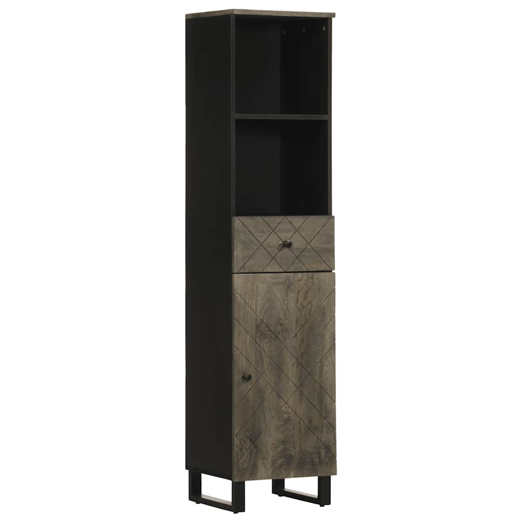 vidaXL Armoire de salle de bain noir 38x33x160 cm bois massif manguier