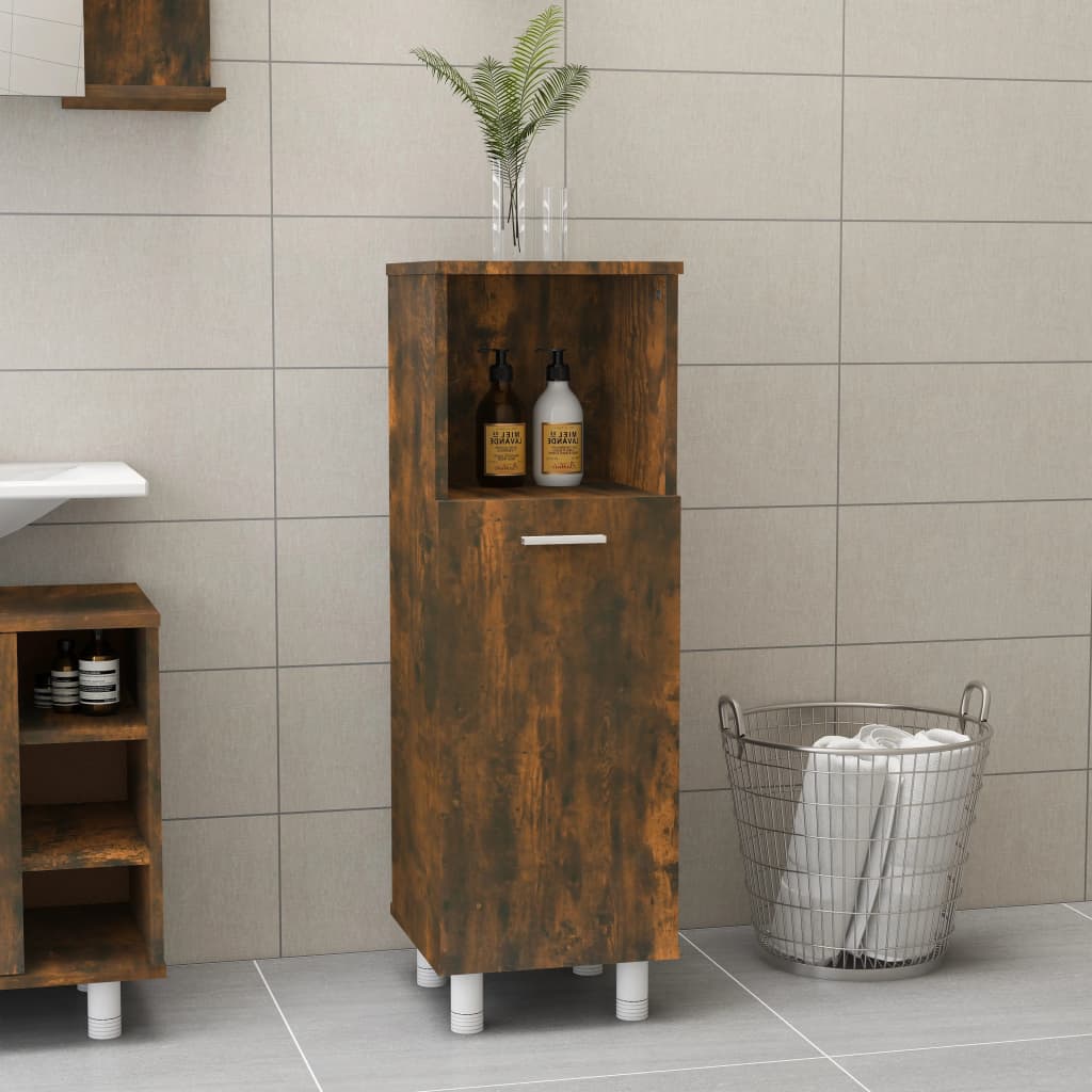 vidaXL Armoire de bain Chêne fumé 30x30x95 cm Bois d'ingénierie