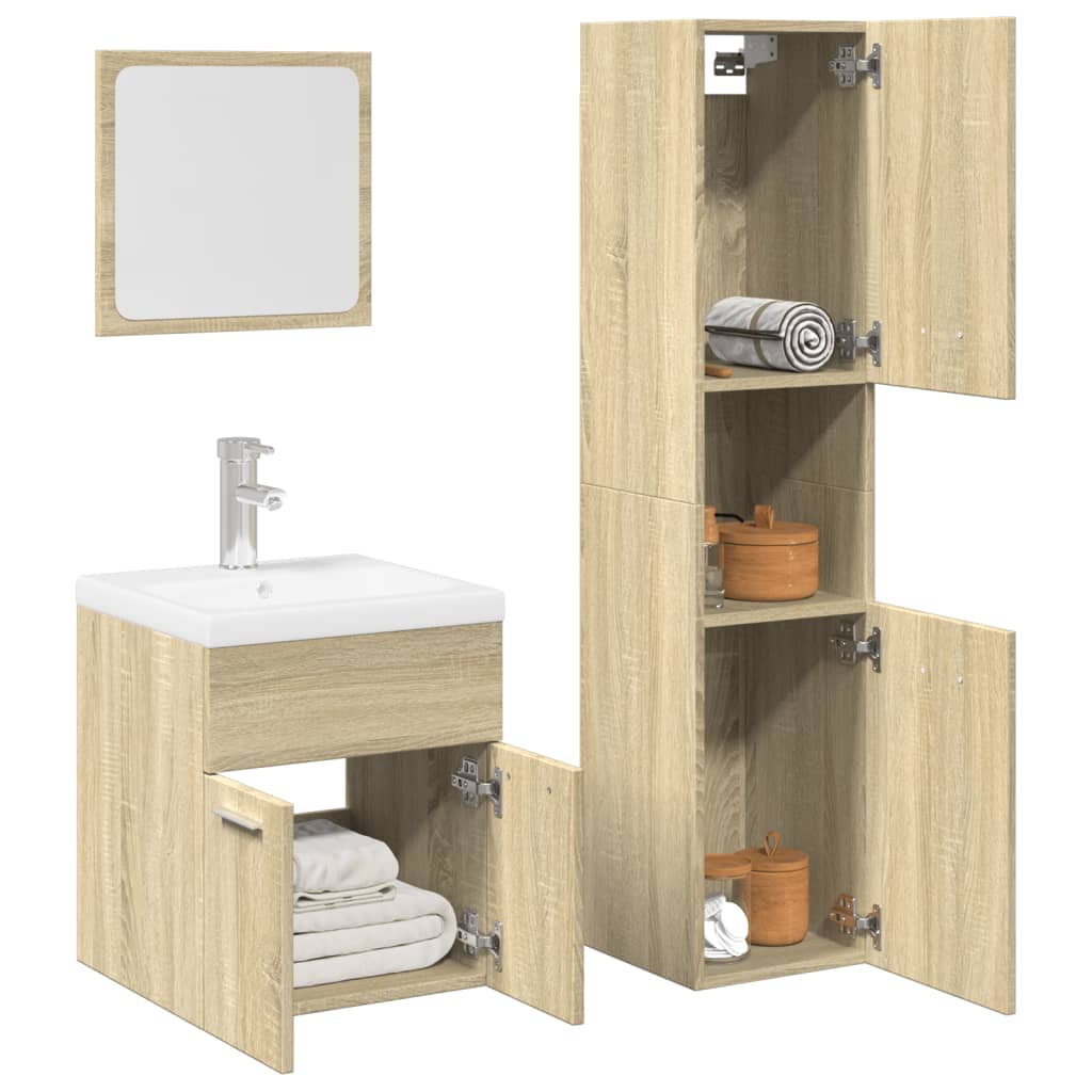 vidaXL Ensemble de meubles de salle de bain 3 pcs chêne sonoma