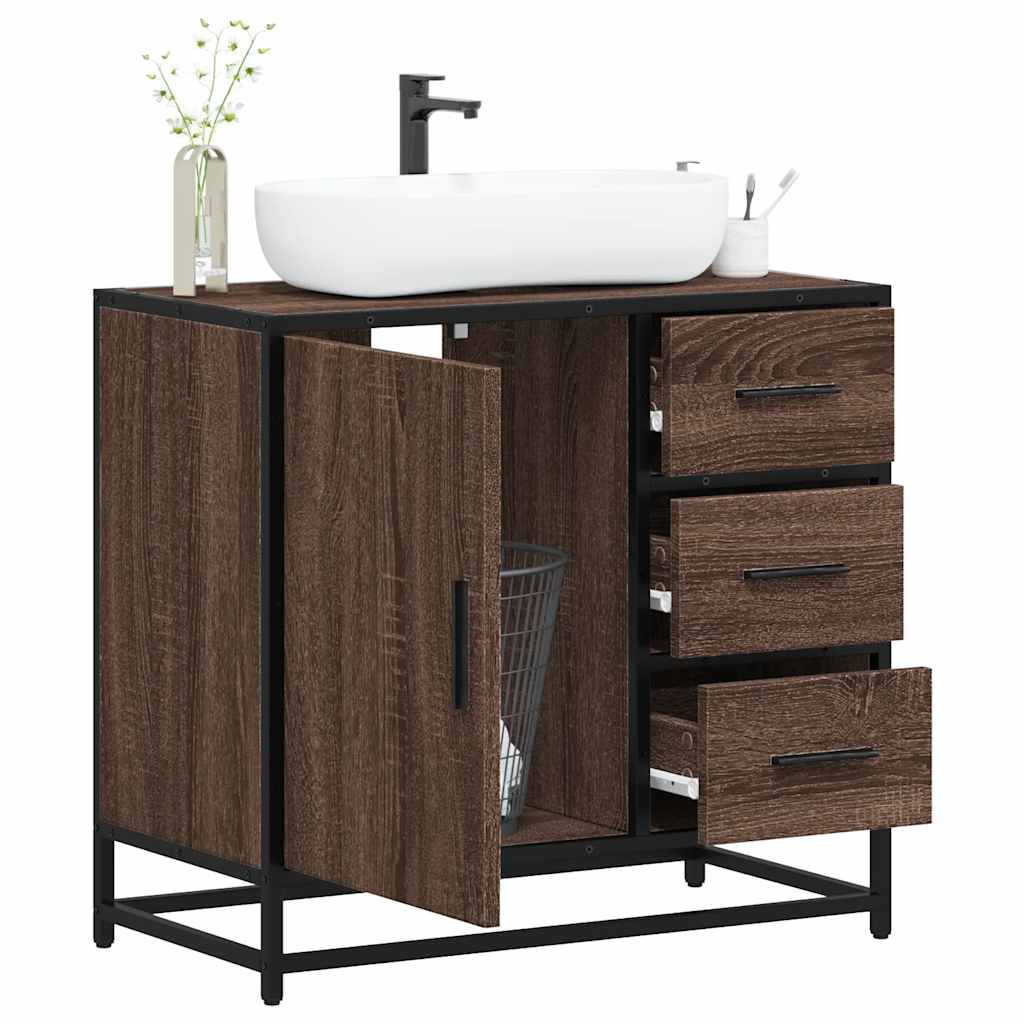 vidaXL Armoire de lavabo de salle de bain chêne marron 65x33x60 cm