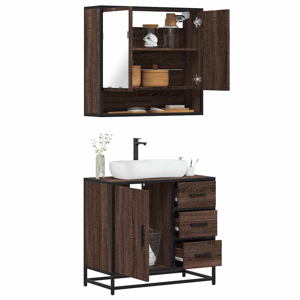 vidaXL Ensemble de meubles de salle de bain 2 pcs Chêne marron