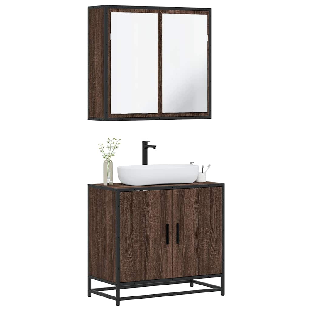 vidaXL Ensemble de meubles de salle de bain 2 pcs Chêne marron