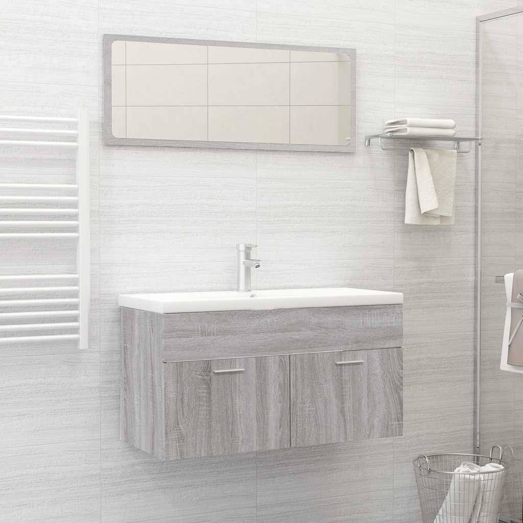 vidaXL Ensemble de meubles de salle de bain 2 pcs Sonoma gris