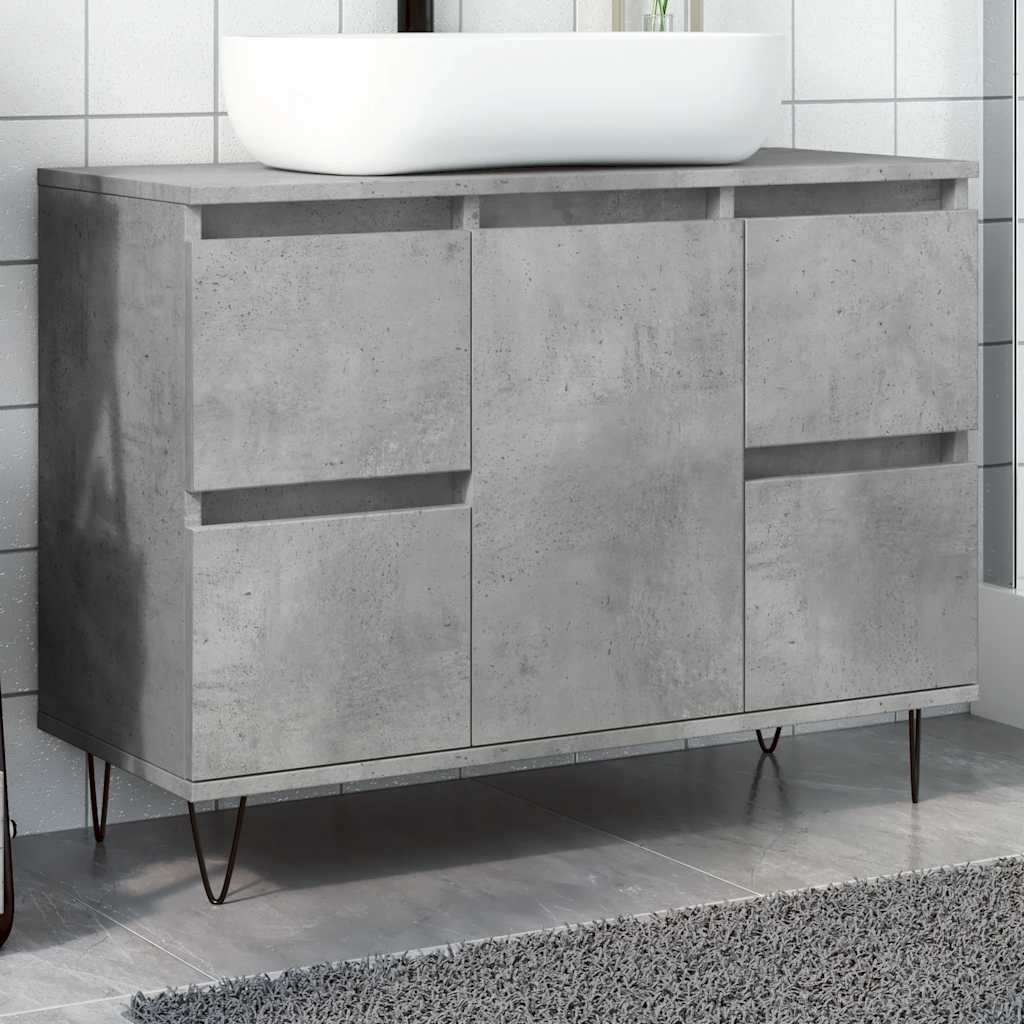 vidaXL Armoire salle de bain gris béton 80x33x60cm bois d'ingénierie