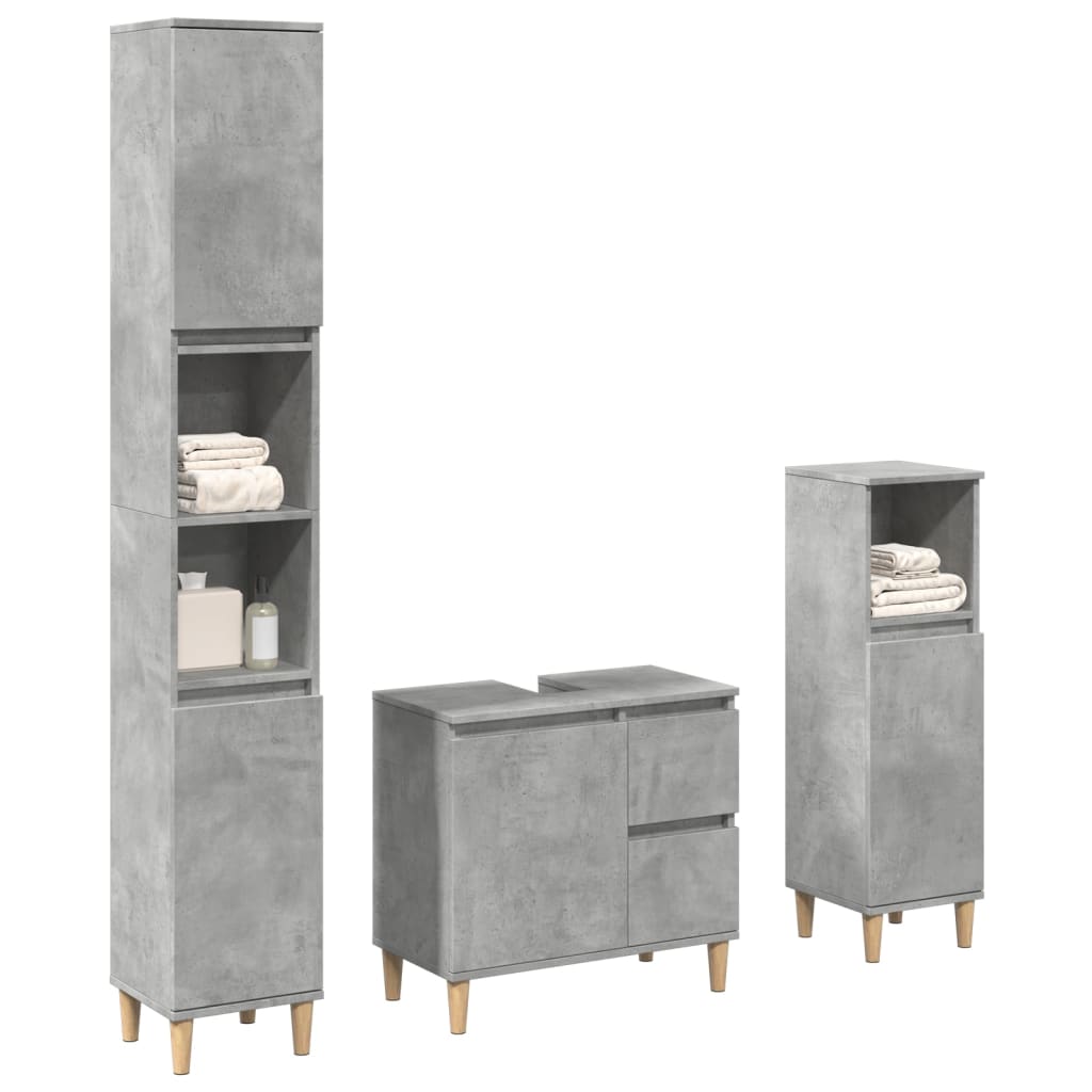 vidaXL Ensemble de meubles de salle de bain 3 pcs gris béton