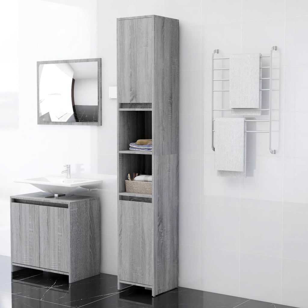 vidaXL Armoire de bain Sonoma gris 30x30x183,5 cm Bois d'ingénierie