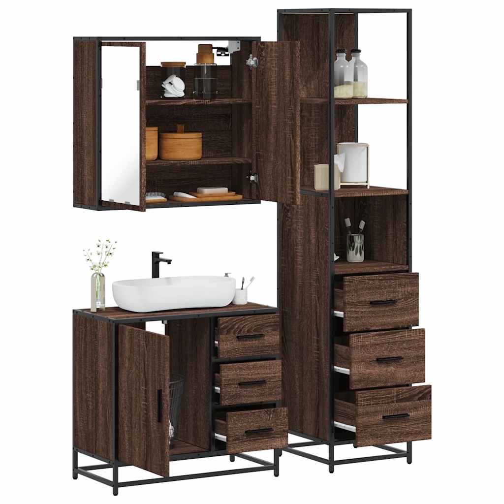 vidaXL Ensemble de meubles de salle de bain 3 pcs Chêne marron