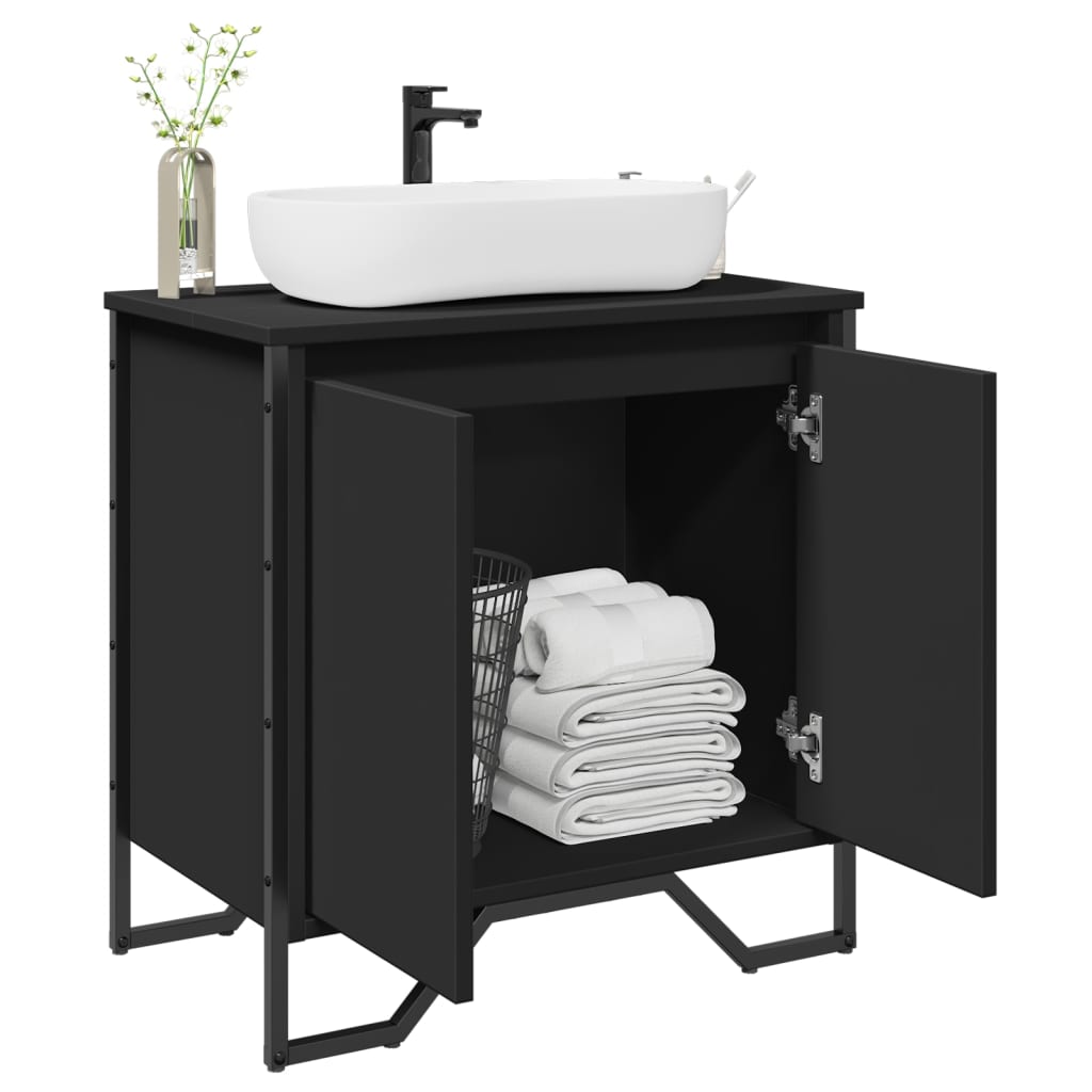 vidaXL Armoire lavabo de salle de bain noir 60x35x60 cm