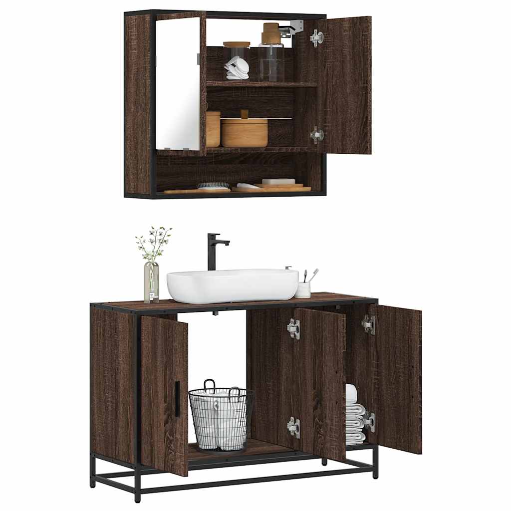 vidaXL Ensemble de meubles de salle de bain 2 pcs Chêne marron