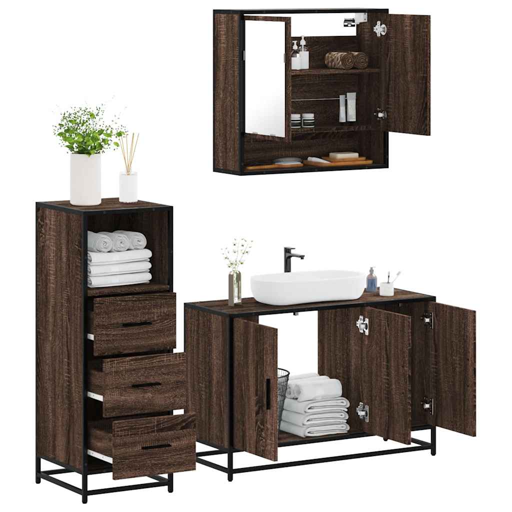 vidaXL Ensemble de meubles de salle de bain 3 pcs Chêne marron