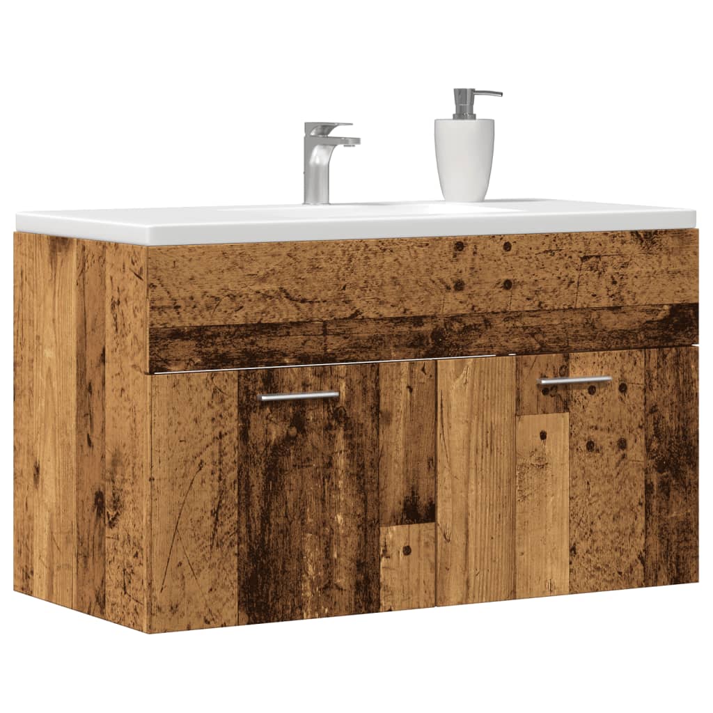 vidaXL Armoire lavabo de salle de bain vieux bois bois d'ingénierie
