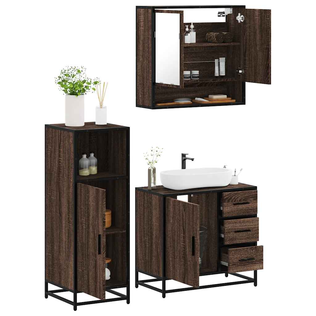 vidaXL Ensemble de meubles de salle de bain 3 pcs Chêne marron